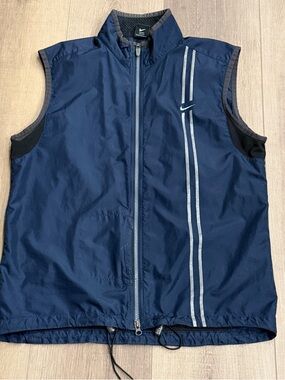 Vintage Nike Windbreaker Vest Mens L Navy Black Swoosh Running Athletic Y2K 90’s